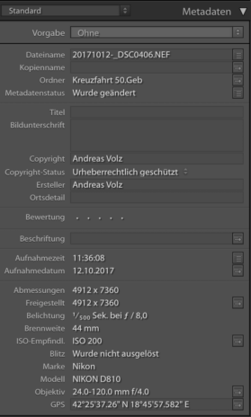 EXIF Daten anzeigen