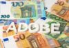 Adobe Schriftzug und Geld in Euro