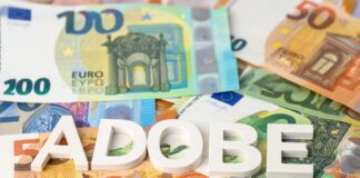 Adobe Schriftzug und Geld in Euro