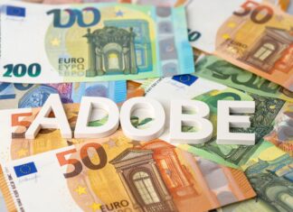 Adobe Schriftzug und Geld in Euro