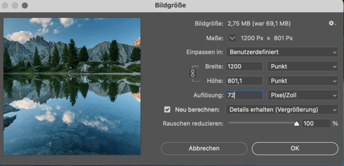 Bildgröße in Photoshop anpassen