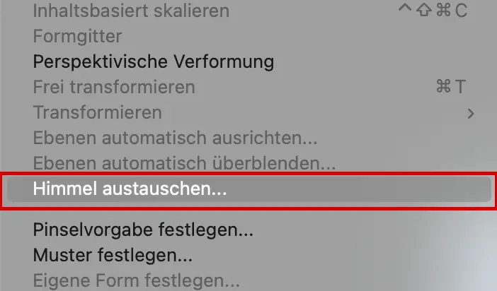Photoshop Manüpunkt