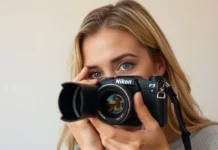 Warum KI die klassische Fotografie so bald nicht ersetzen wird KI 1 Blonde Frau mit Kamera