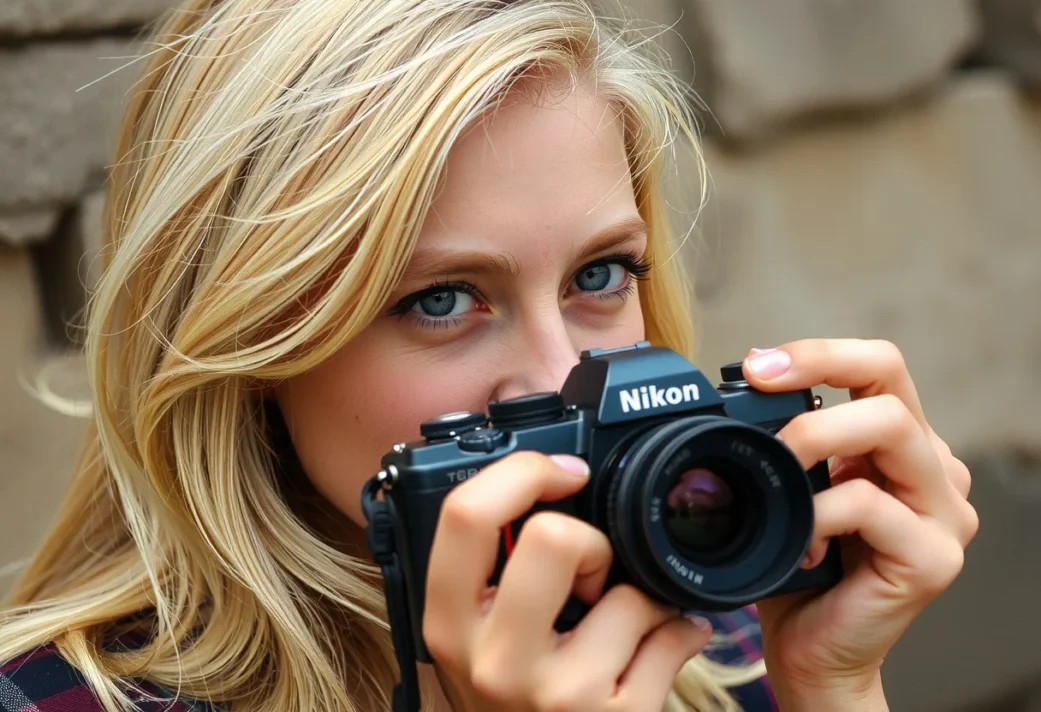 KI 3 Blonde Frau mit Kamera