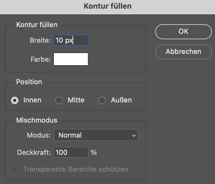 Kontur füllen Dialog
