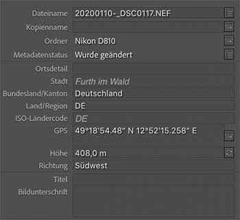 Lightroom Geodaten