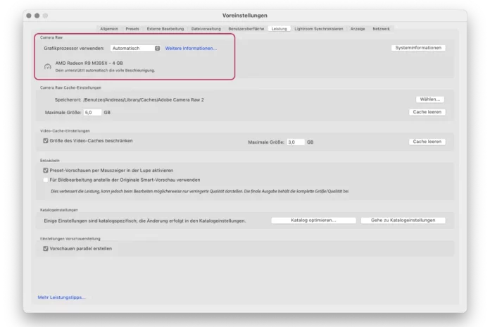 Lightroom optimieren mit GPU Unterstützung