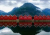 Rote Häuser in Norwegen