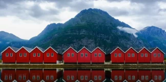 Rote Häuser in Norwegen